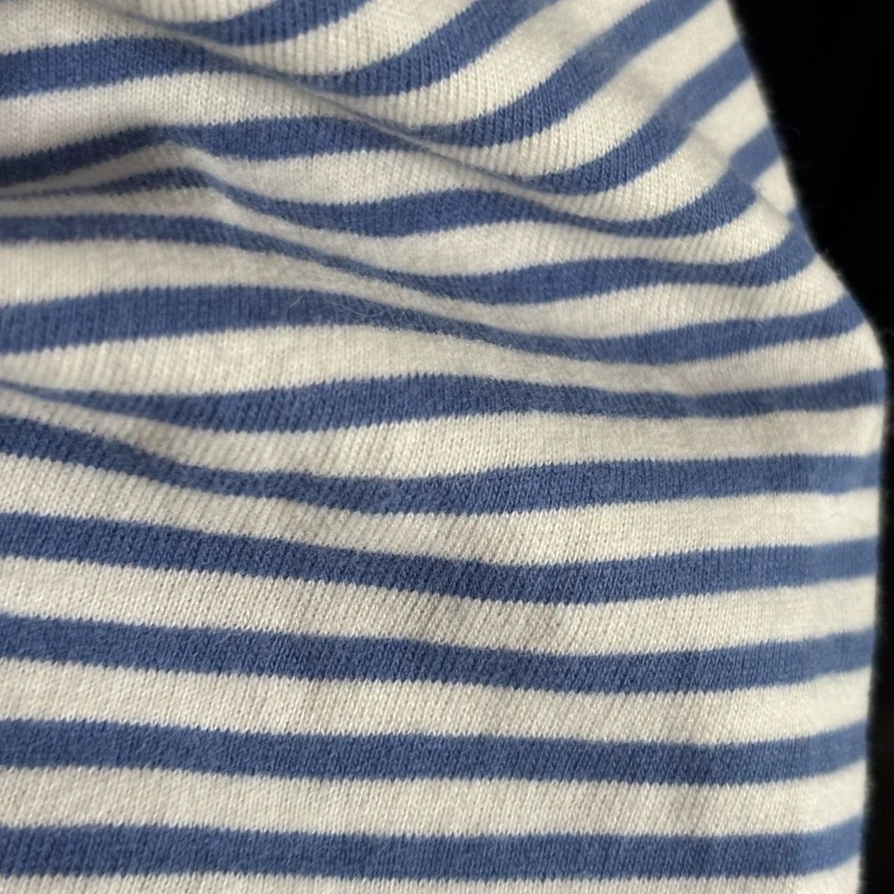 JCREW Men's Blue and White Striped Sueded Jersey Polo Shirt Size XL
